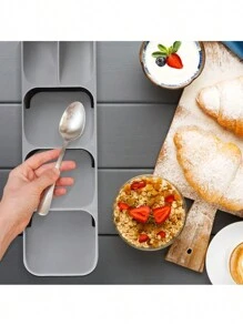 Kitchen Drawer Cutlery Organizer Drawer Store Compact Space Saving Tray For Flatware Silverware - 灰色 - 查看 6