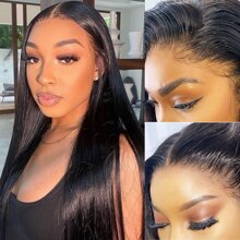 bling hair Perruque malaisienne en cheveux humains, 91 cm, densité 180 %, 33 x 10 cm, avec dentelle frontale transparente HD, pour femmes, perruque bon marché, nœuds décolorés, cheveux bling-bling
