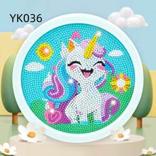 1 件卡通獨角獸鑽石繪畫套件帶框架,diy 貼紙全鑽石簡單玩具材料套裝 - 彩色 - 查看 3