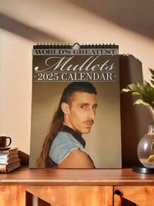 1 pièce Calendrier mural humoristique "2025 World's Greatest Mullet Humor" - Excellent pour la décoration de la maison et du bureau