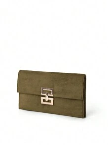 Túi cầm tay da lộn có nắp vặn nhiều lớp, Túi đeo vai/chéo có thể tháo rời - xanh quân đội - Xem 3