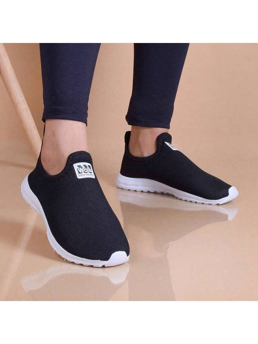 Women's Slip On Gym Walking Sports Sock Sneakers - 黑白 - 查看 1
