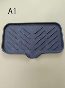 1pc Silicone Kitchen Sink Tray With Drain Spout, Soap Dish Rack, Sponge & Soap Holder Sink Drainer Mat, Household Kitchen Bathroom Accessories, Kitchen Organizer, Bathroom Decor, Drain Pad For Moisture-Proof, Multi-Purpose Draining Mat