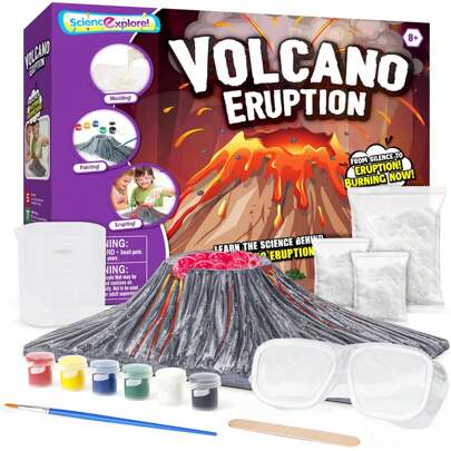 SHIXIONG Erupciones de volcán pintadas a Mano,Kit de Tallo de volcán Enorme erupción masiva,Actividades de Química Educativas Juguetes,Juguetes de Bricolaje,para Adolescentes de 8 a 14 años