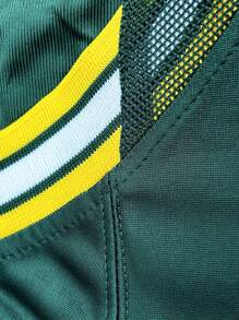 男友风男式 10 号绿色美式足球球衣休闲短袖刺绣拼接 V 领 T 恤派对橄榄球运动上衣 - 綠色 - 查看 5