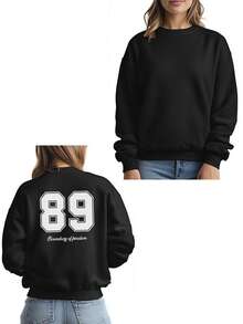 Customized Text & Number Women's Sweatshirt, Christmas/Valentine's Day/Holiday Gift, Cheerleading/Club/Sports/Outdoor/School/Volleyball/Basketball/Football Uniform Customization,Christmas Party Guideline - Black - View 3