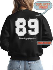 Customized Text & Number Women's Sweatshirt, Christmas/Valentine's Day/Holiday Gift, Cheerleading/Club/Sports/Outdoor/School/Volleyball/Basketball/Football Uniform Customization,Christmas Party Guideline - Black - View 1