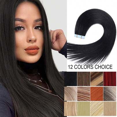Tape In Hair Extensions Synthetic Hair 24 Inches 10 Pcs 32g/Pack Straight Seamless Skin Weft Hair