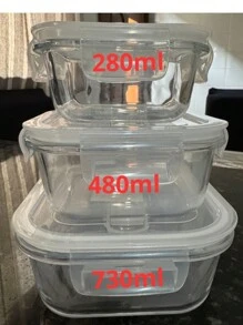 Kit 3 Hermetic Glass Jars With Lid 730ml 486ml 280ml - 無色 - 查看 2
