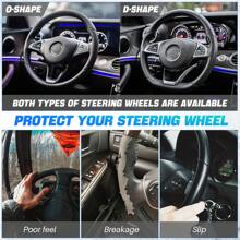 38cm/15 Inch Hand Sewing Steering Wheel Cover, DIY Breathable Anti-Slip Leather Steering Wheel Anti-Scratch Cover, Car Wheel Cover Protector With Needle And Thread, Decorative Modification Accessory, For Most Car Models