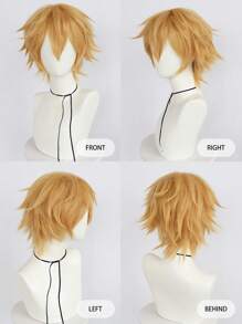 短层尖刺蓬松直发 10 英寸黑绿金发灰橙白色动漫角色扮演假发带刘海适合帅酷男士男孩成人或儿童卡通人物头发万圣节角色扮演派对假发自然外观耐热合成头发带刘海假发适合日常学校服装穿着经典时尚假发适合节日感恩节生日礼物适合圣诞节装饰和 1 个假发帽 - 需要自己造型 - 黃色 - 查看 3