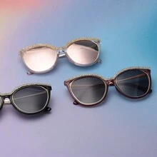 1 Paar Damen Katzenaugen Kristall Cut Out Dekorative Modebrillen, personalisiert, windabweisend, Street-Style, hochwertig, neues Design