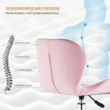 CLIPOP Bürostuhl Ergonomisch aus Kunstleder Verstellbar Schreibtischstuhl Drehstuhl Computerstuhl mit Höhenverstellbar 360° Drehbar Rollen für Büro Schlafzimmer Arbeitszimmer Kinder Mädchen - Pink - Übersicht 6