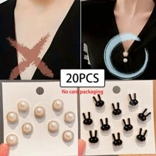 20pcs White Enamel Mini Brooch Pins, Metal Collar Clips, Cardigan Clips, Decorative For Women Shirts, Sweaters, Dresses And Jackets