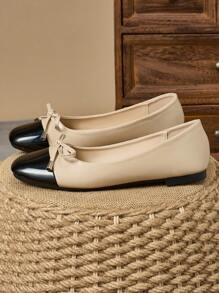 MonaNise 女士时尚卡其色、黑白方头、红色一脚蹬、黄色平底、户外、薄荷绿度假、粉色秋季、栗色派对、高端休闲、办公室黑色乐福鞋 - 杏色 - 查看 5