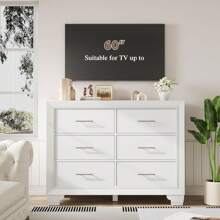 6 Drawer Dresser For Bedroom, Modern Chest Of Drawer Storage Organizer, Tall Dresser TV Stand With Silver Handle For Living Room, Hallway, Entryway - 白色 - 查看 4