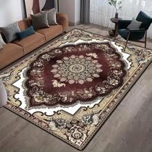 1 tấm thảm vuông họa tiết hoa cổ điển phong cách Bohemian, thích hợp cho trang trí phòng ngủ và phòng khách, sử dụng trong nhà, thảm trải sàn, phụ kiện phòng tắm, trang trí lối vào trường học, phòng tắm, trang trí nhà bếp - Đỏ - Xem 2