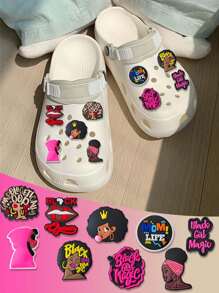 9 件装黑色女童中性鞋饰 女式带扣鞋饰配件木屐装饰品派对礼物 - 9 PC - 查看 1