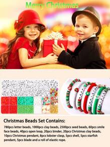 Bộ dụng cụ làm đồ trang sức bằng đất sét polyme Giáng sinh - Hạt chữ cái & Phụ kiện Quà tặng thủ công DIY - Nhiều màu - Xem 3