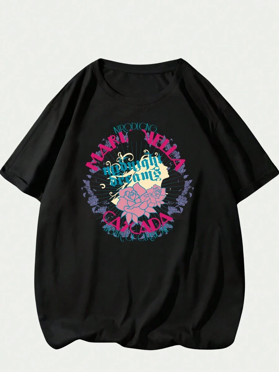 Fashion Floral Nature T-Shirt Men's Blouse Cotton Unisex T-Shirt Comfort Soft Breathable Summer Premium - màu đen - Xem 1