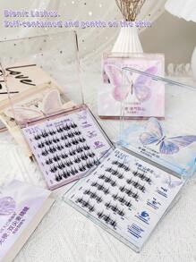 36pcs/Pack, High Volume, Length 8-13mm, Thickness 0.07, C Curl, Glue-Free 6D Butterfly Series Natural Realistic 3D Mink-Like Lash Extension, No Stem