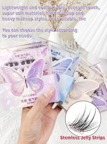 36pcs/Pack, High Volume, Length 8-13mm, Thickness 0.07, C Curl, Glue-Free 6D Butterfly Series Natural Realistic 3D Mink-Like Lash Extension, No Stem