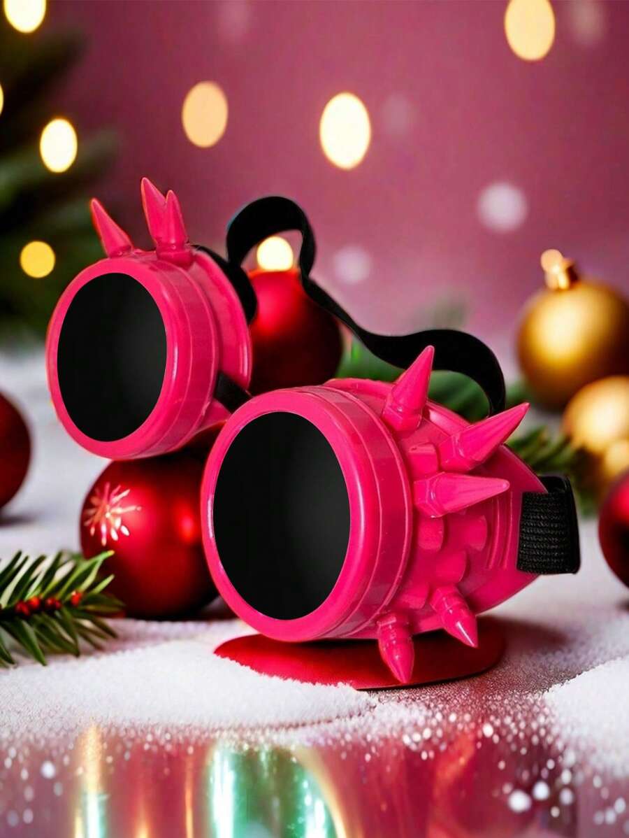 1pc Cyberpunk Rave Prop, Random Color Kaleidoscope Multifaceted Iridescent Lens, Adjustable Strap Halloween Costume, Vintage Steampunk Style Beach Accessories For Women Glasses Shades - Multicolor - View 1