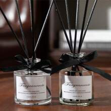 1 Set Diffusore di canne da 50ml/1,69 once, bottiglia diffusore in vetro trasparente e rotonda, set aromaterapia alla gardenia, per la decorazione della casa, camera da letto, ripiano del bagno, deodorante profumato