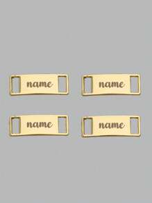 Custom Text Metal Shoe Lace Charms, Decorative Shoe Buckles For Outdoor Shoes, Canvas Shoes Metal Shoe Accessories, Suitable For Daily Wear, Can Be Given As Gifts To Family And Friends - Gold - View 2