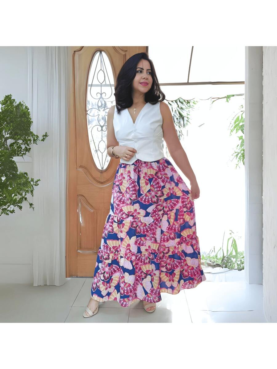 Long Skirt 3 Marias Evangelical Printed Crepe Fabric - 查看 1