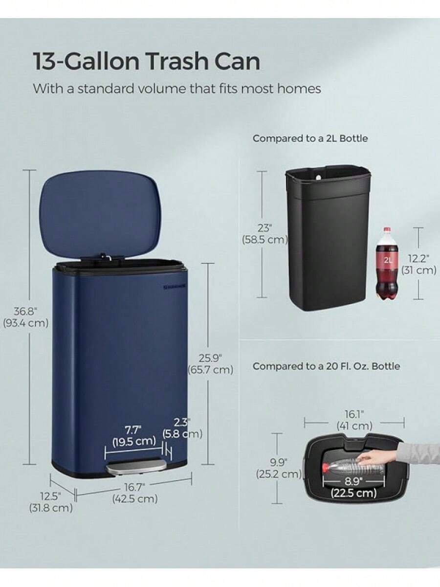 Trash Can With Lid, 8 Gallon Garbage Can, Stainless Steel Small Waste