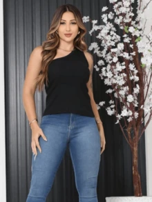 Women's Mula Manca One-Shoulder Ribbed Cotton Rib Top 2025