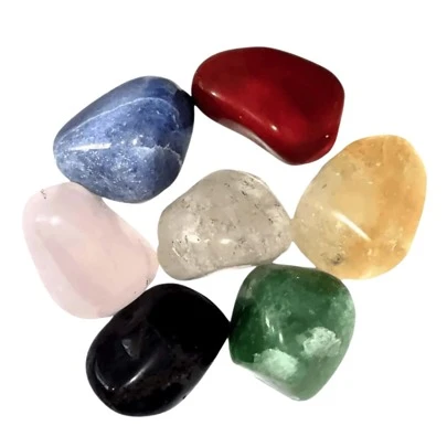 Kit 7 Chakras Pedra Rolada Natural Equilíbrio Energia Reiki