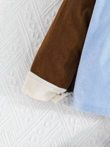 2 件男婴秋季休闲套装：拼色长袖连帽衫和纯色裤子，户外休闲 - 彩色 - 查看 4