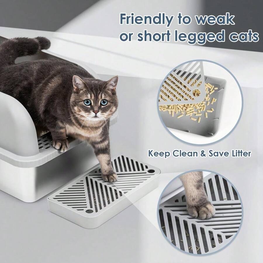Enclosed Stainless Steel Cat Litter Tray For Big Cats, XL Size, High