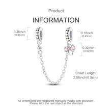 High-Quality 925 Sterling Silver Love Bow Rubber Stopper Chain Charm Pendant Fit Original Bracelet DIY Beads Charms Fine Jewellery Accessories Birthday Gifts Valentines - Silver - View 3