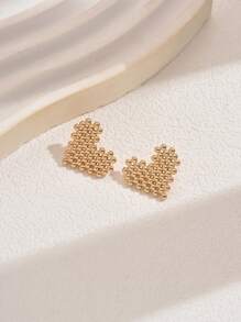 18K 镀金 1 对经典几何耳环，适合工作和休闲，优雅女性 - 金黃色 - 查看 11