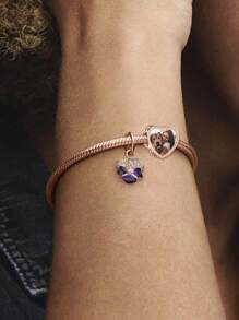 1pc Personalized Custom Photo Bracelet Charm For Women Mother, Mother's Day Father's Day Picture Necklace Charm, Photo Anklet Charm, Heart Picture Beads With Paw Feet Print Gift For Father Daughter Present Girlfriend Wife Best Friend Valentines