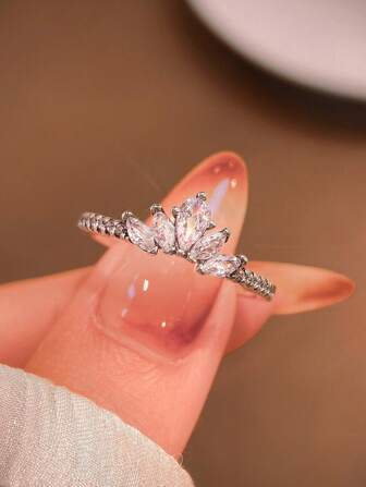 1pc Delicate Zirconia Ring S925or925 Sterling Silver Elegant Simple Women's Ring Mother's Day Exquisite Jewelry Gift