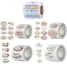 500 piezas Pegatinas de agradecimiento, etiquetas adhesivas para sellar pasteles y postres de panadería, pegatinas de recompensa, embalaje de regalos florales para bodas - Multicolor - Ver 9