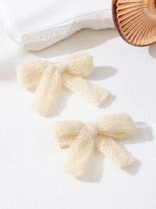 14 件秋冬多巴胺主题彩色针织蝴蝶结发夹套装，Y2K 少女甜美优雅发饰，适合日常装扮，学院风格发饰发夹 - 彩色 - 查看 7