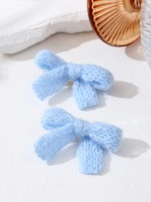 14 件秋冬多巴胺主题彩色针织蝴蝶结发夹套装，Y2K 少女甜美优雅发饰，适合日常装扮，学院风格发饰发夹 - 彩色 - 查看 4