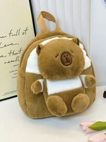 1 件毛绒卡通水豚水豚丑娃娃水豚背包毛绒玩具背包礼物，轻便减负背包大学生，可调节单肩带独立侧袋，容量大，耐磨，适合学校日常生活 - 肩膀包 - 查看 15