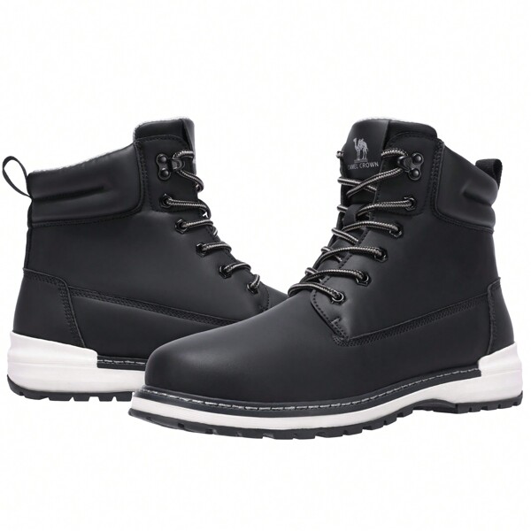 CAMEL CROWN Work Boots For Men Soft Toe Non Slip Rubber Sole Comfortable Leather Goodyear Welt Waterproof Construction Boots