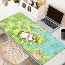 可爱划船兔鼠标垫,笔记本电脑桌垫,键盘垫,大号桌垫,卡通风格,优质橡胶,防滑设计,全包边,可水洗,家用,游戏,办公,礼品鼠标垫,返校季游戏鼠标垫,桌面配件,办公用品,办公桌配件,鼠标垫,桌面鼠标垫 - 划船小兔 - 查看 3