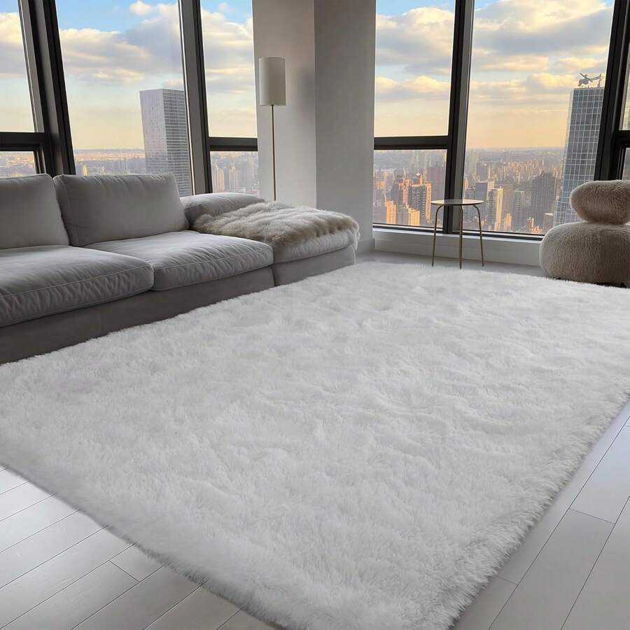 Super Fluffy Rug For Bedroom, Modern Shag Area Rugs, Soft And Cozy Plush Carpet For Kids,Girls Boys And Teens Decorations For Living Room Dorm Nursery Classroom - trắng - Xem 1