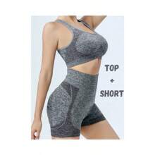 2 Piece Set Women's Bra Top With Padded Shorts Gym Fitness High Waist Butt Lift Push Up - Màu ngẫu nhiên - Xem 4
