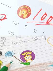 500pcs/Roll Cartoon Animal Stickers For Kids, 9 Designs, School Classroom Teachers Supplies, Arts & Crafts Training, Motivational Stickers, Waterproof PVC Non-Adhesive Stickers,School Supplies,Back To School