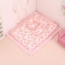 1 Set 1:12 Dollhouse Miniature OB11 Bedroom Scene, Handmade Bedding Including Bedsheet, Quilt And Pillow