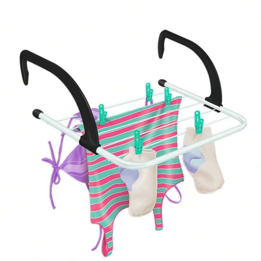 Portable Foldable Steel Clothesline For Apartments, Windows, Doors And Bathrooms Secalux 151040 - 白色 - 查看 1